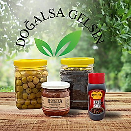 ZEYTİN KAMPANYASI -2 KG YEŞİL ZEYTİN, 1 KG SİYAH ZEYTİN -MENEMENLİK SOS & EKŞİ SOS HEDİYE