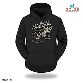 Motorcu Model Slimfit Kapüşönlu Hoodie Erkek kadın Sweatshirt