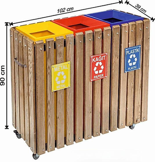 AHŞAP GERİ DÖNÜŞÜM KUTUSU BOYALI ( KDV DAHİL )