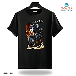 Motorcu Tarzı Baskılı Oversize Unisex Tişört