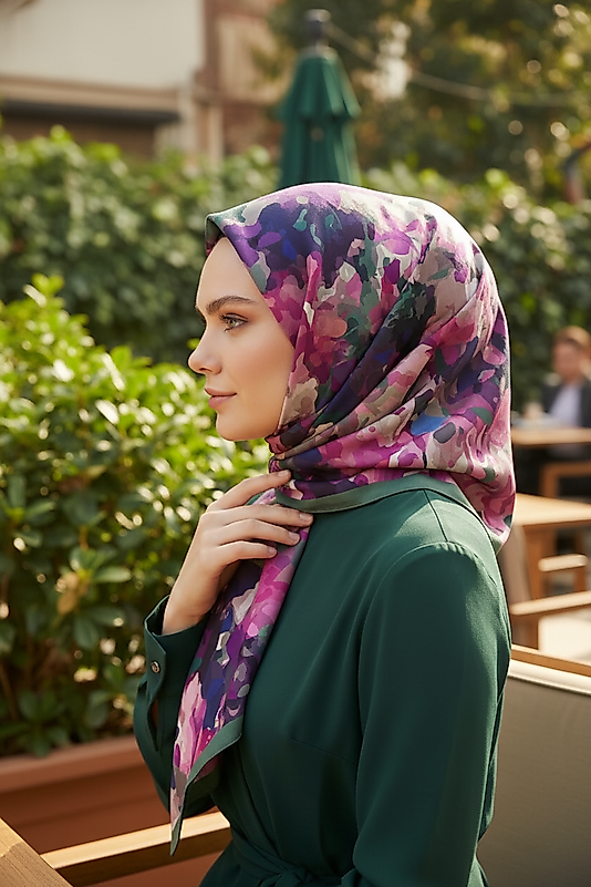 Spring Eşarp Kamufulaj Pastel Desen