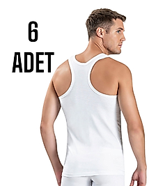 Gümüş Erkek Arkası Çapraz Atlet Beyaz 6 Lı Paket