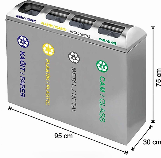DÖRTLÜ GERİ DÖNÜŞÜM SETİ PASLANMAZ ( KDV DAHİL )