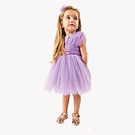 Kız Bebek 6-24 Ay Tül Detaylı Elbise