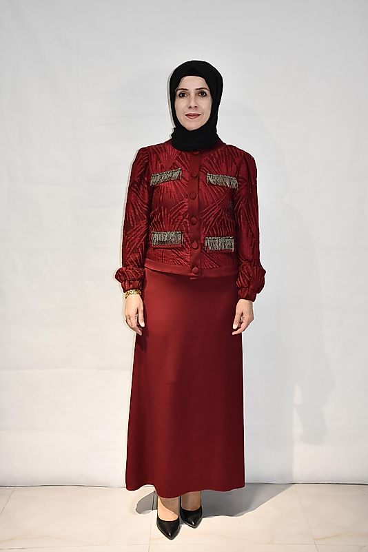 Bordo Jakar Ceket Etek Takım