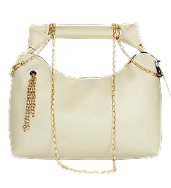 Zincir Askılı Deri Çanta-KREM