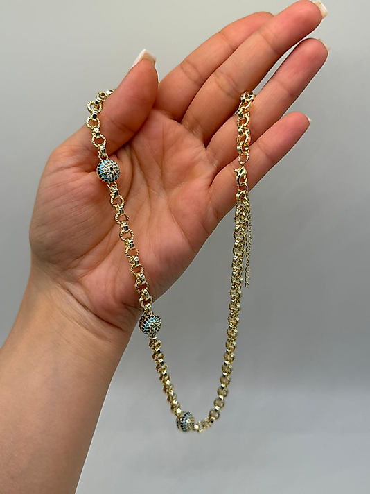 Xuping VIP Çelik Nazar Detaylı 14K Altın Renk Kolye