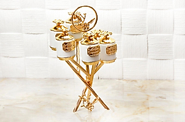 6LI ZİKZAK PORSELEN BAHARATLIK GOLD
