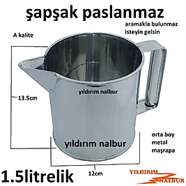 PASLANMAZ ŞAPŞAK METAL MAŞRAPA 1.5 LİTRELİK KÜÇÜK BOY PASLANMAZ ÇELİK