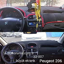 Peugeot 206 Büyük Ekranlı Konsol Torpido 3D Koruma