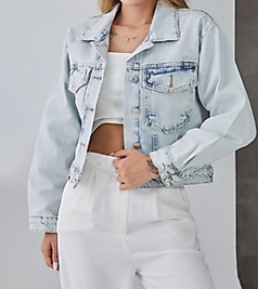 Mavi Taşlı Ön Ve Arka Cep Detaylı Kot Ceket