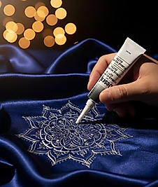 Desen Kumaş Kontür Gutta Metalik Beyaz 20ml