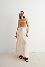 BELİ LASTİKLİ UZUN ETEK