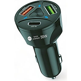 Subzero Type C Hızlı Araç Şarjı 55W Teyp-C USB Quick Şarj + Pd Araç Şarj Cihazı