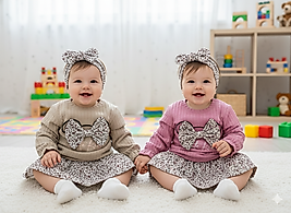 6 Ay 2 Yaş Arası Fiyonk Detay Etek ve Bandanalı Takım