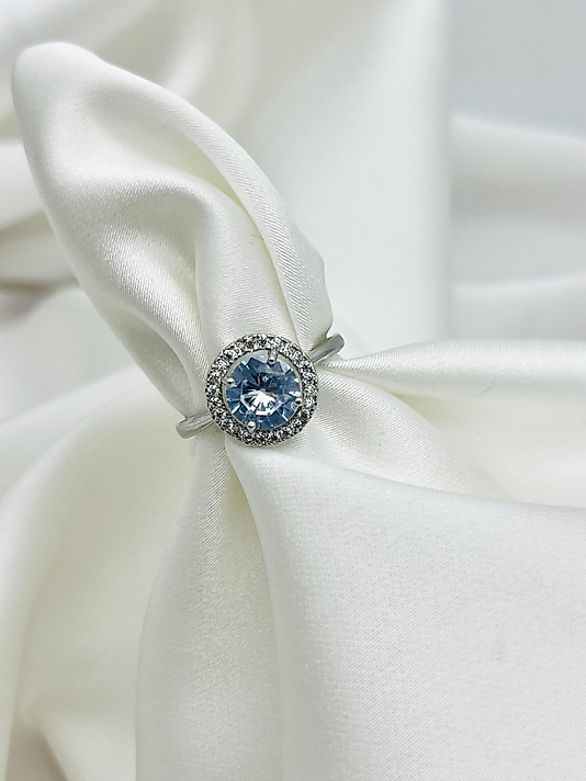 Çelik Silver Mavi Yuvarlak Yüzük