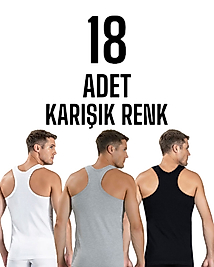 Gümüş Erkek Arkası Çapraz Atlet Karışık 18 Li Paket