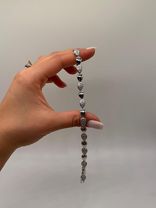 XUPİNG Damla Form VIP Çelik Bileklik – Zirkon Detaylı | Gümüş Renk