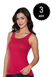 Gümüş 3081 Kadın Jakarlı Geniş Askı Atlet Bordo 3 lü Paket