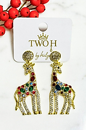 Renkli Zürafa Figürlü Küpe