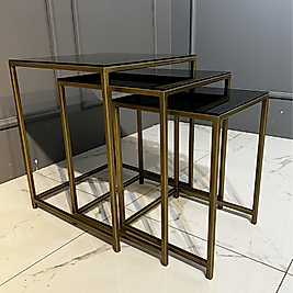 Trio Siyah Camlı Zigon Sehpa