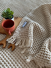 Waffle %100 Pamuk Yatak Örtüsü Vizon Renk Çift Kişilik 230x250 cm