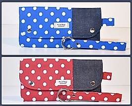 2302/1 Beyaz Puantiyeli Patchwork Cüzdan veya Portföy Çanta