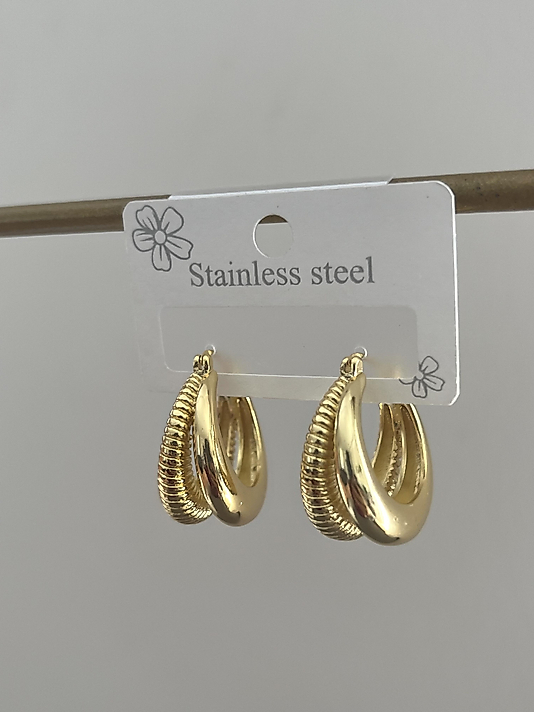 Çelik Çift Görünümlü Halka Küpe