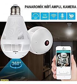 Ampul Şeklinde Kablosuz Wifi Panoramik IP Kamera 1080p