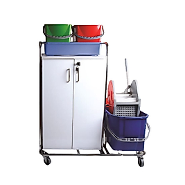 Kat Hizmet Arabası Dolaplı Çift Kovalı Krom ( KDV DAHİL )