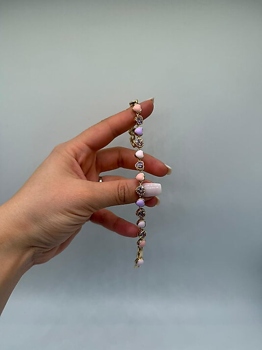 XUPİNG Pastel Taşlı Zirkon Detay VIP Çelik Bileklik – 14K Altın Renk