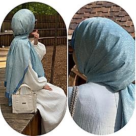PAMUKLU SOFT İNCİ DESEN ŞAL-OKYANUS