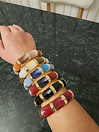 Beyaz Krem Kahve Gold Kelepçe