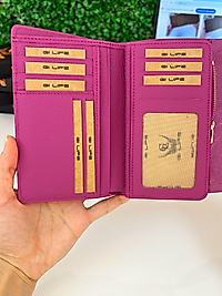 2095 Süs Dikişli Kadın Cüzdan Hakiki Deri Pembe