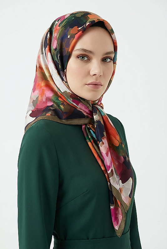 Spring Eşarp Kamufulaj Pastel Desen