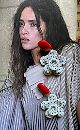 Puantiyeli Rosa Özel Tasarım Küpe