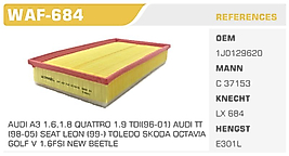 HAVA FİLTRESİ AUDI A3 1.6,1.8 QUATTRO 1.9 TDI(96-01) AUDI TT  (98-05) SEAT LEON (99-) TOLEDO SKODA OCTAVIA  GOLF V 1.6FSI NEW BEETL