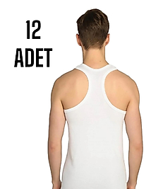 Sedef Yıldızı Erkek Arkası Çapraz Rambo Atlet Beyaz 12 Li Paket