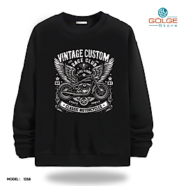 Motorcu Model Bisiklet Yaka Erkek kadın Slimfit Sweatshirt