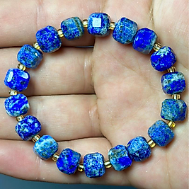 Lapis Lazuli taşı Küp Kesim Fasetli Bileklik