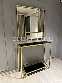 90 CM AYNA, 90X30X100 CM GOLD DRESUAR (SİYAH CAM)