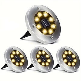 Solar Güneş Enerjili 8 Ledli Kazıklı Çim Zemin Bahçe Aydınlatma 3W Beyaz Led Metal Kaplamalı ( 1 Li Set )