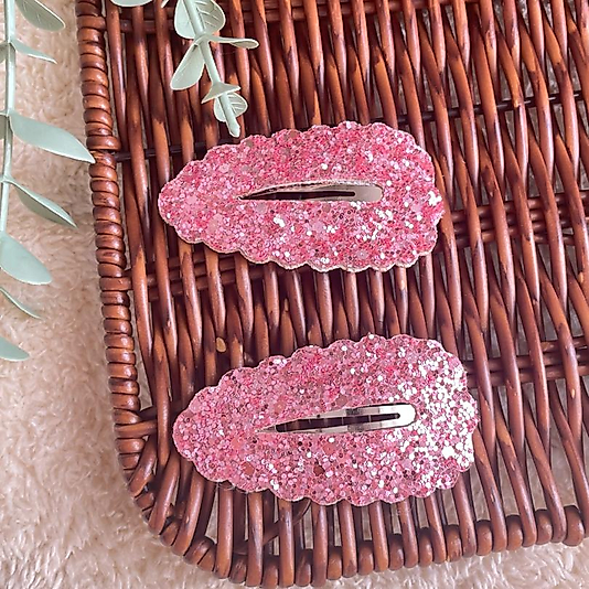 Glitter Simli kız Çocuk Bebek Çıtçıt Toka 2li