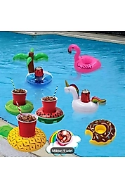 9 Parça Yüzme Havuzu Şişme İçecek Tutucu, Şişme Bardak Tutucu,  Float bar