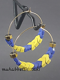 SARI LACİVERT HEMATİT HALKA KÜPE