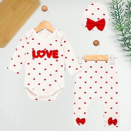 Love Şapkalı 3 Parça Takım