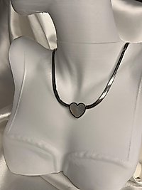 Mother of Pearl Heart Model Çelik Kolye