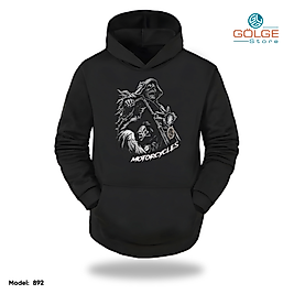 Motorcu Model Slimfit Kapüşönlu Hoodie Erkek kadın Sweatshirt