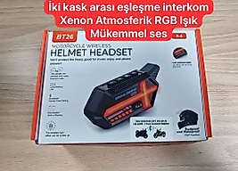 BT26 Motosiklet Kask Kulaklık Bluetooth RGB Işıklı 2 Eşleşme Özellikli 1000 Mah