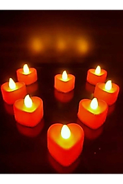 Kalpli Kırmızı Ledli Mum Tealight Işıklı Dumansız Alevli Sarı Led Mum Pilli 24 Adet Pil Dahil